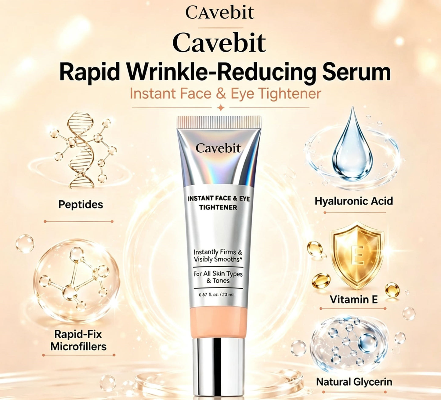 Cavebit Instant Face Tightener – Visible Smoothing in 60 Seconds, Progressive Results in 18 Days