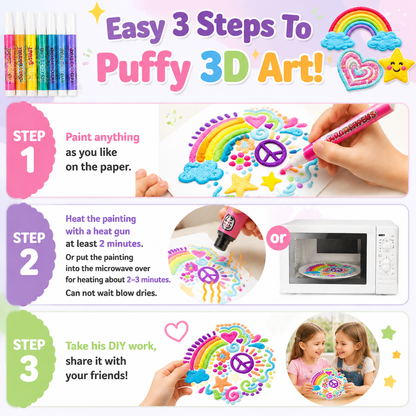 🔥HOT SALE 50% OFF🎁 Magic Puffy Pens for Kids – ✨3D Creative Drawing Art Set