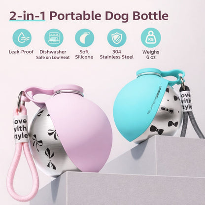 🐾 Portable Dog Water Bottle with Bowl Leakproof , Outdoor Travel Water Bottle for Pets